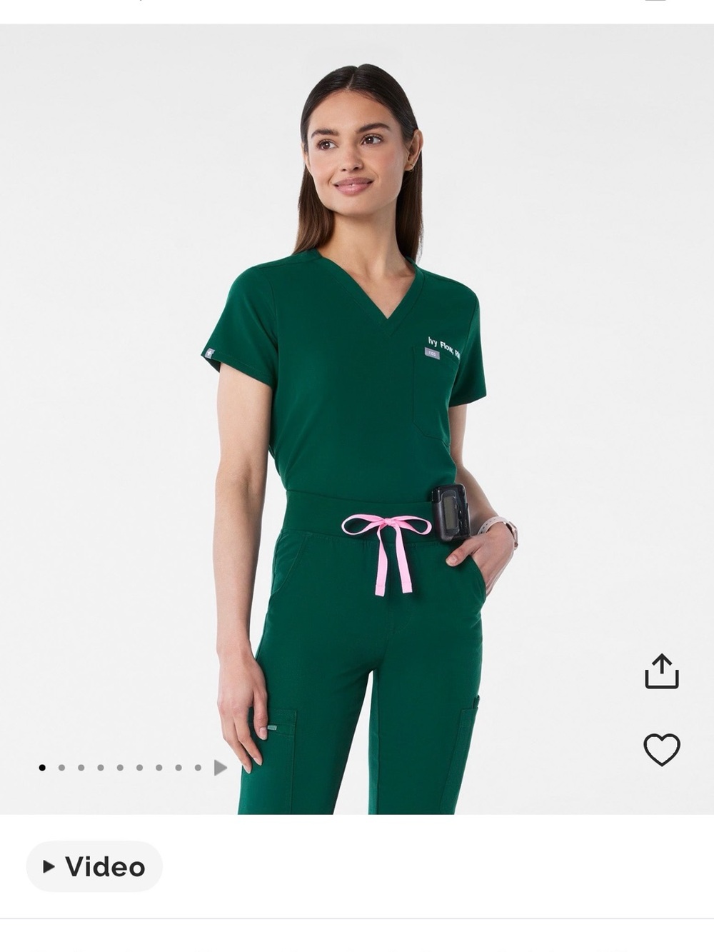 Figs Women's LIMITED EDITION Forest Green Scrub Set - Top & Cargo Pants - Picture 2 of 3